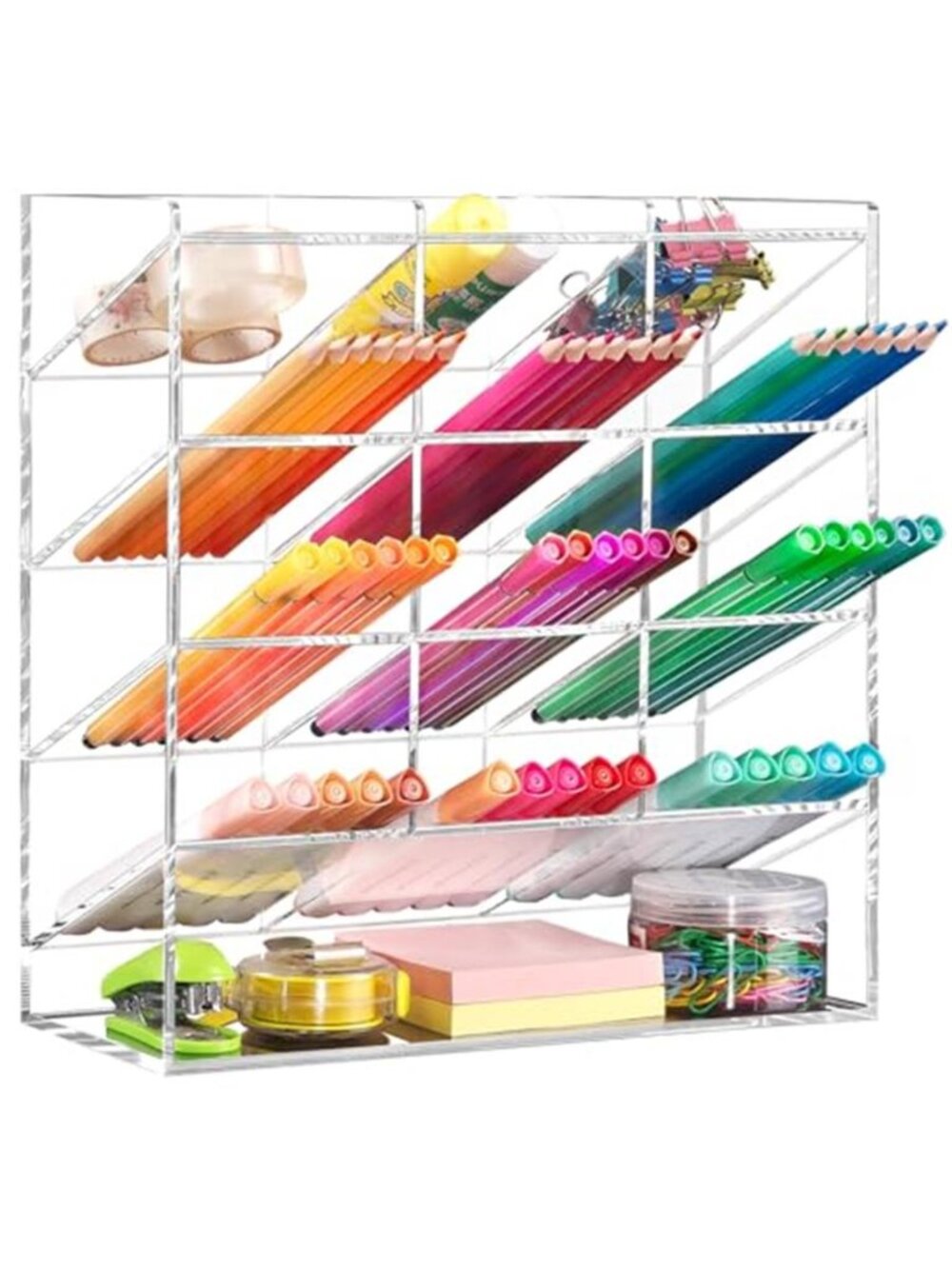 Acrylic Marker Organizer Clear Pen Pencil Holder Desk Art Supply Storage